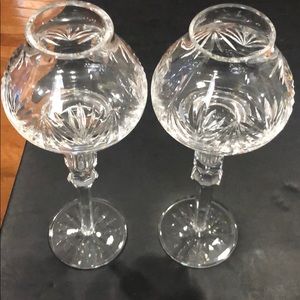 Two tall Waterford two piece vintage candlesticks